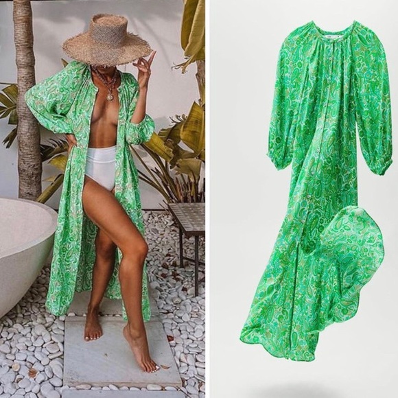 ZARA Printed Shirt Dress Midi Dress - Picture 3 of 13